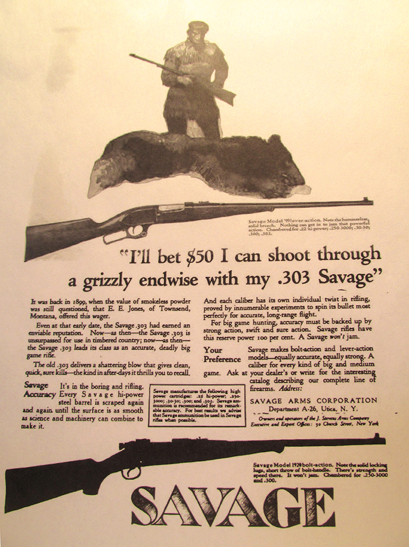 Entire Savage advertisement in 1922 Field & Stream magazine.